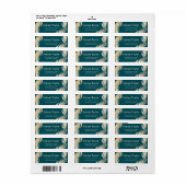 Étiquette Plumes d'or sur Turquoise (Feuille entière)