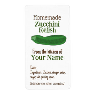 Étiquette Pochettes de courgette personnalisée Zucchini ou R