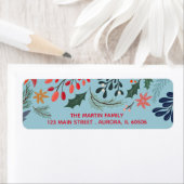 Étiquette Poinsettia Berry Feuilles Noël Adresse (En situation)