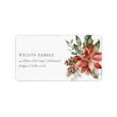 Étiquette Poinsettia Bunry Joyeux pin de Noël Adresse (Devant)