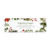 Étiquette Poinsettia Christmas Greenery Adresse de retour (Devant)