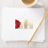 Étiquette Poinsettia de Noël, Or (En situation)