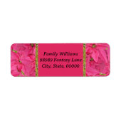 Étiquette poinsettias de couleur Fuchsia, motif floral perso (Devant)
