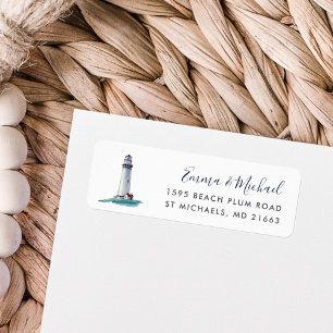 Étiquette Point de repère Watercolor Lighthouse Adresse de