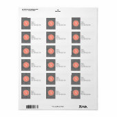 Étiquette Point Polka gris charbon avec Monogramme de corail (Feuille entière)