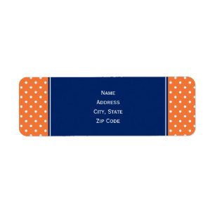Étiquette Pointe Polka blanche orange avec Bleu Royal