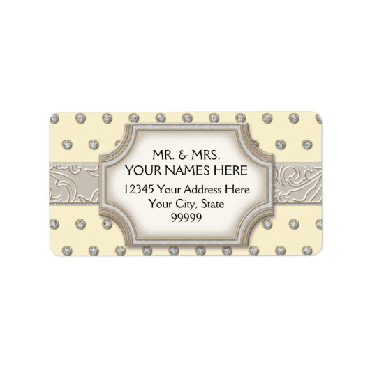 Étiquette Pointes de bijoux Art Déco Champagne Frame Argent (Devant)