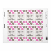 Étiquette Points Brown Et Roses (Feuille entière)