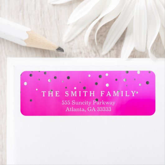 Étiquette Points Classiques Rose moderne (En situation)