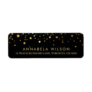 Étiquette Points Confetti Faux Gold Foil Noir