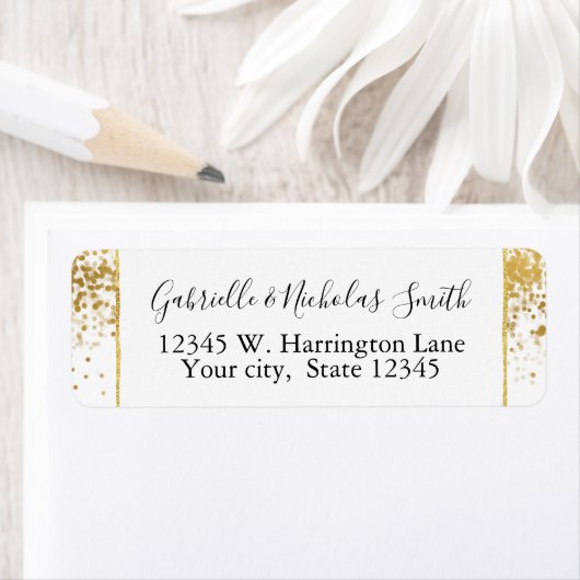 Étiquette Points Confetti Or (En situation)