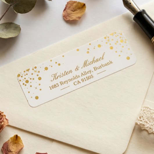 Étiquette Points Confetti Or Modernes | Élégant