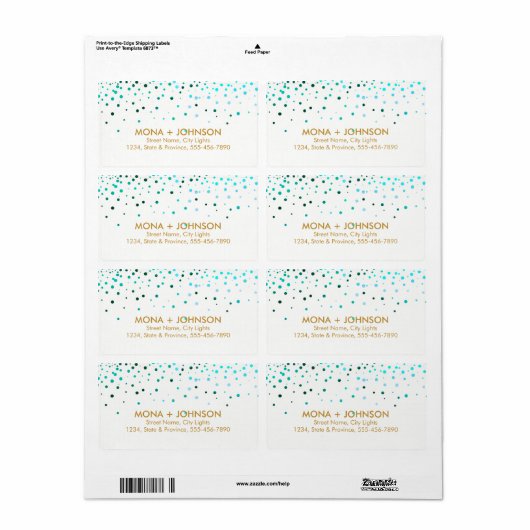 Étiquette Points Confetti Parties scintillant d'or bleu Mode (Feuille entière)