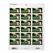 Étiquette Points de couleur moderne flou 1er anniversaire Ph (Feuille entière)