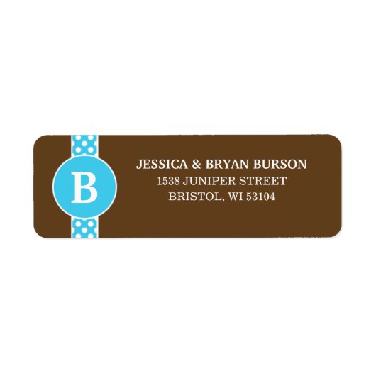 Étiquette Points de Dainty bleu/Brown Famille Monogramme per (Devant)