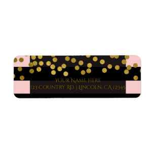 Étiquette Points Faux Gold Faux Foil Blushing Rose & Black S