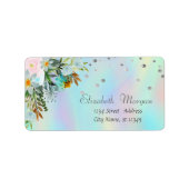 Étiquette Points floraux chic Holographique Iridescente (Devant)