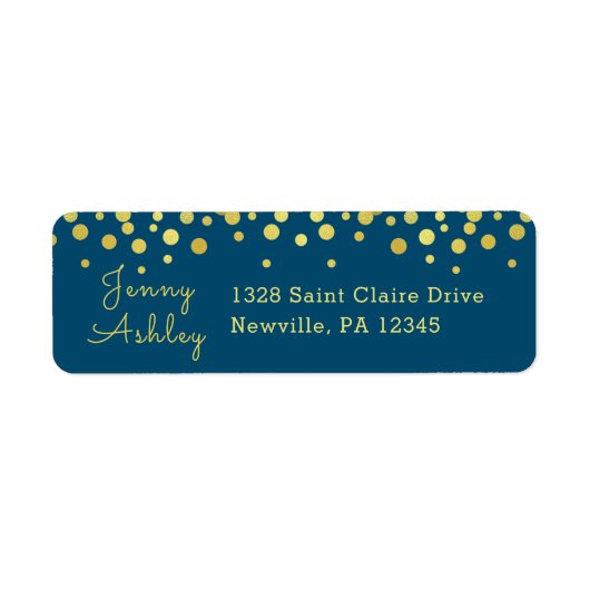Étiquette Points or simples et élégants Motif Bleu (Devant)