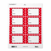 Étiquette Points Rouges et Blancs, À...De... (Feuille entière)