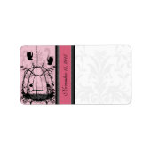 Étiquette Points vintages Cage Rose Bird & Black Damask (Devant)