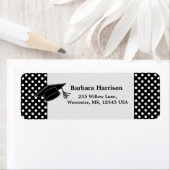 Étiquette Pois blanc noir, mortier Graduation (En situation)