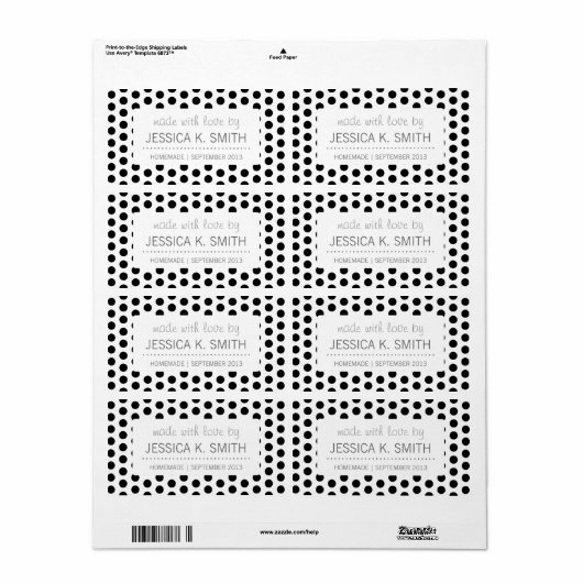 Étiquette Pois de base Motif moderne (Feuille entière)