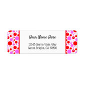 Étiquette Pois et cercles roses rouges - Retour modifiable (Devant)