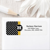 Étiquette Pois noir blanc Monogrammé Graduation (En situation)