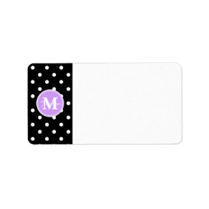 Étiquette Pois pourpre de blanc de noir de monogramme