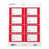 Étiquette Pois rouges et blancs, À...De... (Feuille entière)
