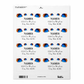 Étiquette Poisson bleu coloré (Feuille entière)