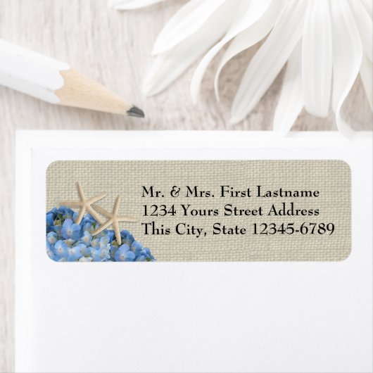 Étiquette Poisson étoilée et Hydrangées (En situation)