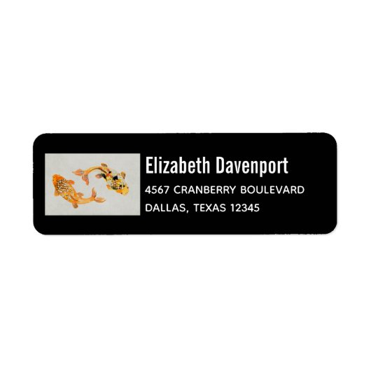 Étiquette Poisson Koi Or élégant (Devant)