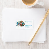 Étiquette Poisson peint décoré à l'adresse blanche (En situation)