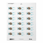 Étiquette Poisson peint décoré sur adresse blanche (Feuille entière)