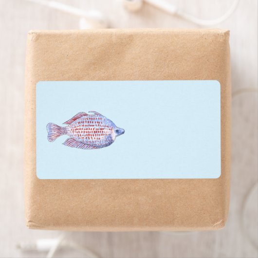 Étiquette Poisson. Red Line Rainbowfish. (En situation)