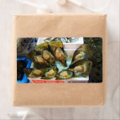 Étiquette Poissons de moules géantes Tsukiji, Tokyo, Japon (En situation)