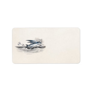 Étiquette Poissons de vol bleus de 1800s vintages dans les