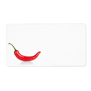 Étiquette Poivre de piments d'un rouge ardent d'isolement