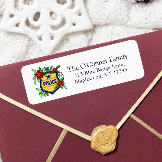 Étiquette Police Christmas Elegant Holiday Return Address