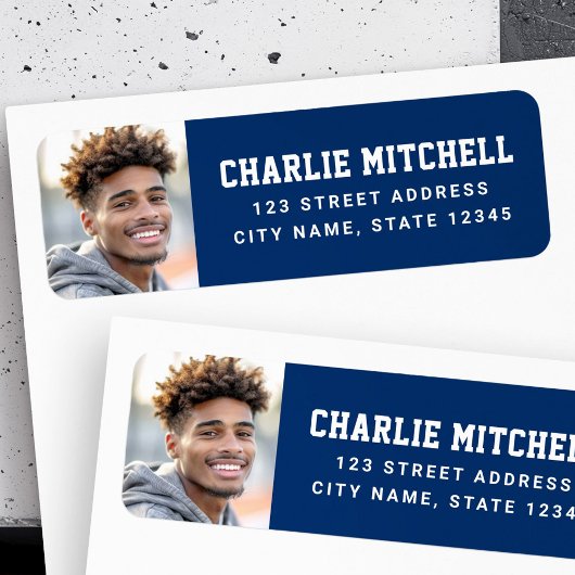 Étiquette Police de police bleue de l'université de photo d'