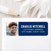 Étiquette Police de police bleue de l'université de photo d' (En situation)