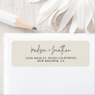 Étiquette Police décorative chic Script crème Mariage noir