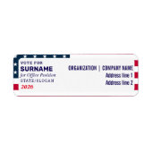 Étiquette Political Election Custom Campaign Candidate Name (Devant)