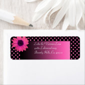 Étiquette Polka Dot Daisy Mariage rose (En situation)