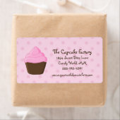 Étiquette Polka Dot rose et Cupcake Brown (En situation)