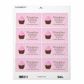 Étiquette Polka Dot rose et Cupcake Brown (Feuille entière)