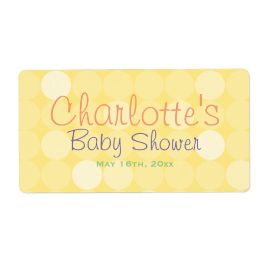 Étiquette Polka Jaune Point Baby shower bouteille d'eau Étiq (Devant)