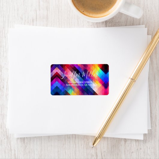 Étiquette Polygon abstrait motif coloré                  (En situation)