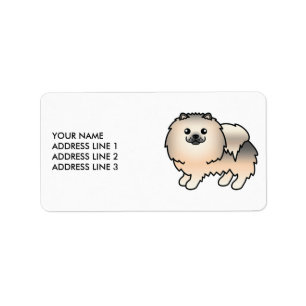 Étiquette Pomeranian Sablé Crème Chien de Dessin Animé Migno